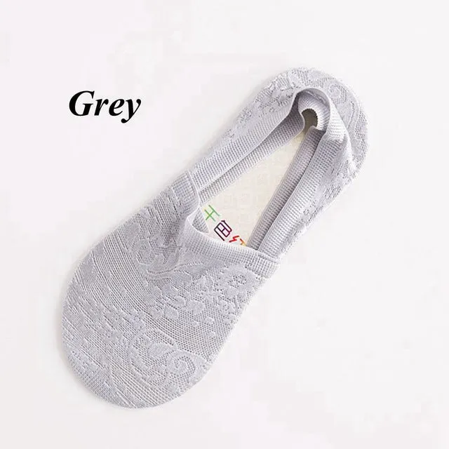 1Pair Women Girls Spring Summer Soft Breathable Cute Lace Flower Short Antiskid Invisible Ankle Comfortable Boat Socks