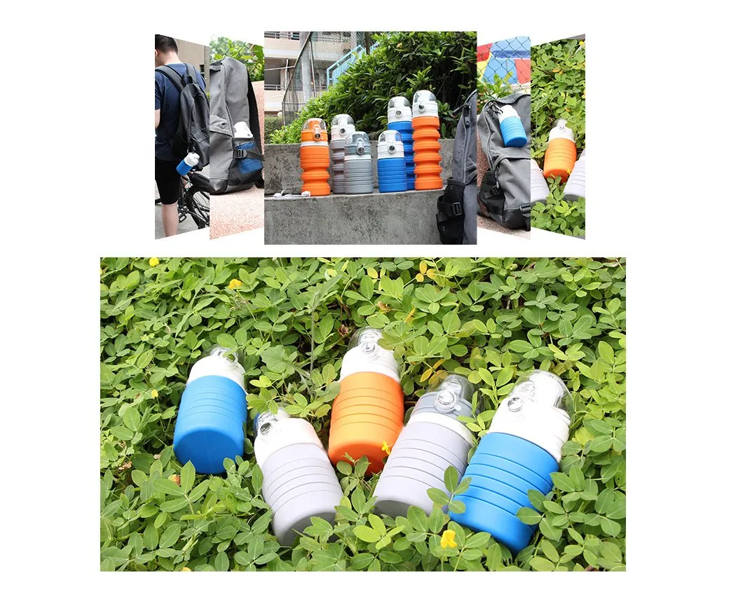 500ml Travel Silicone Folding Water Bottle for Outdoor - Orange