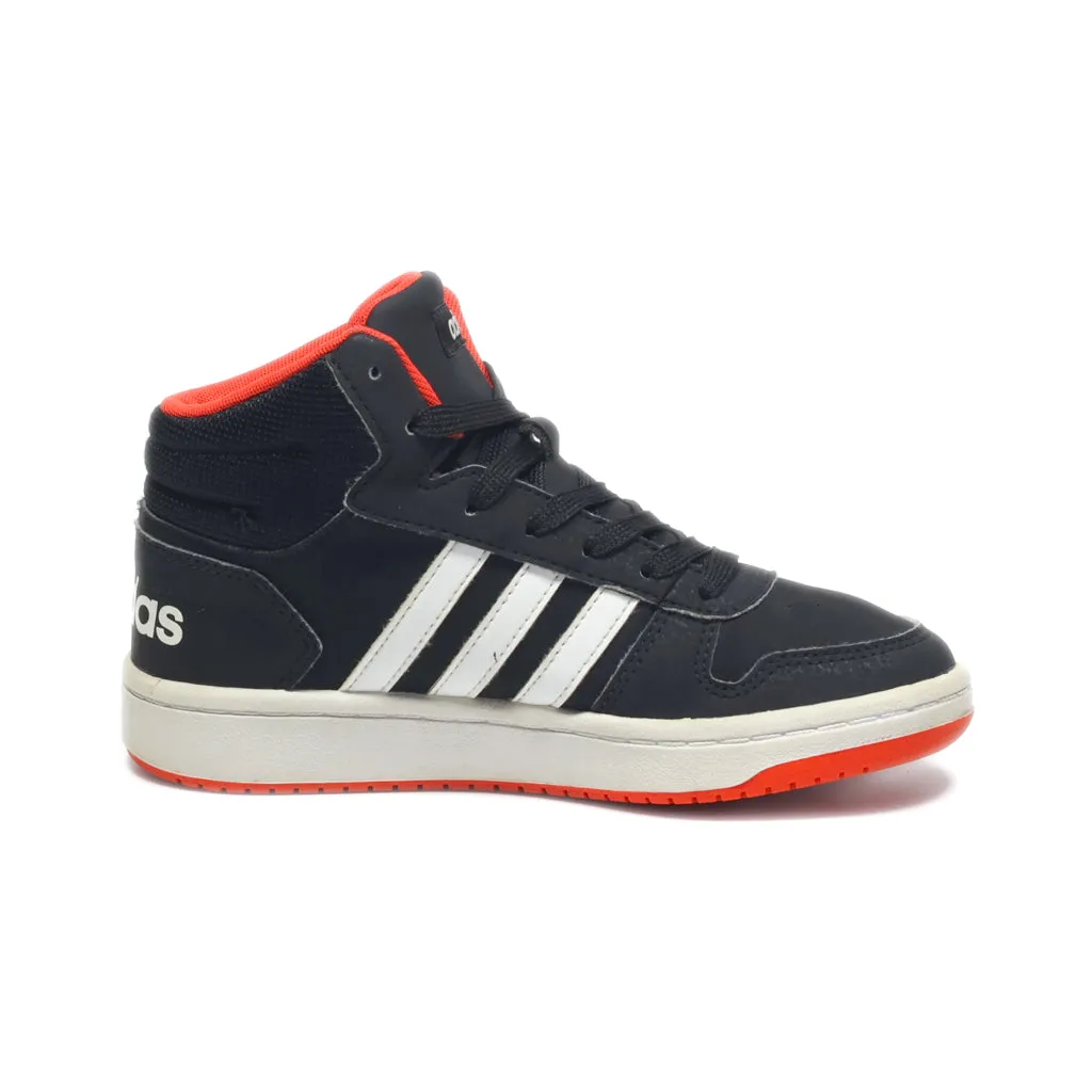 Adidas Hoops Mid Sneakers Leather Black Colour For Kids