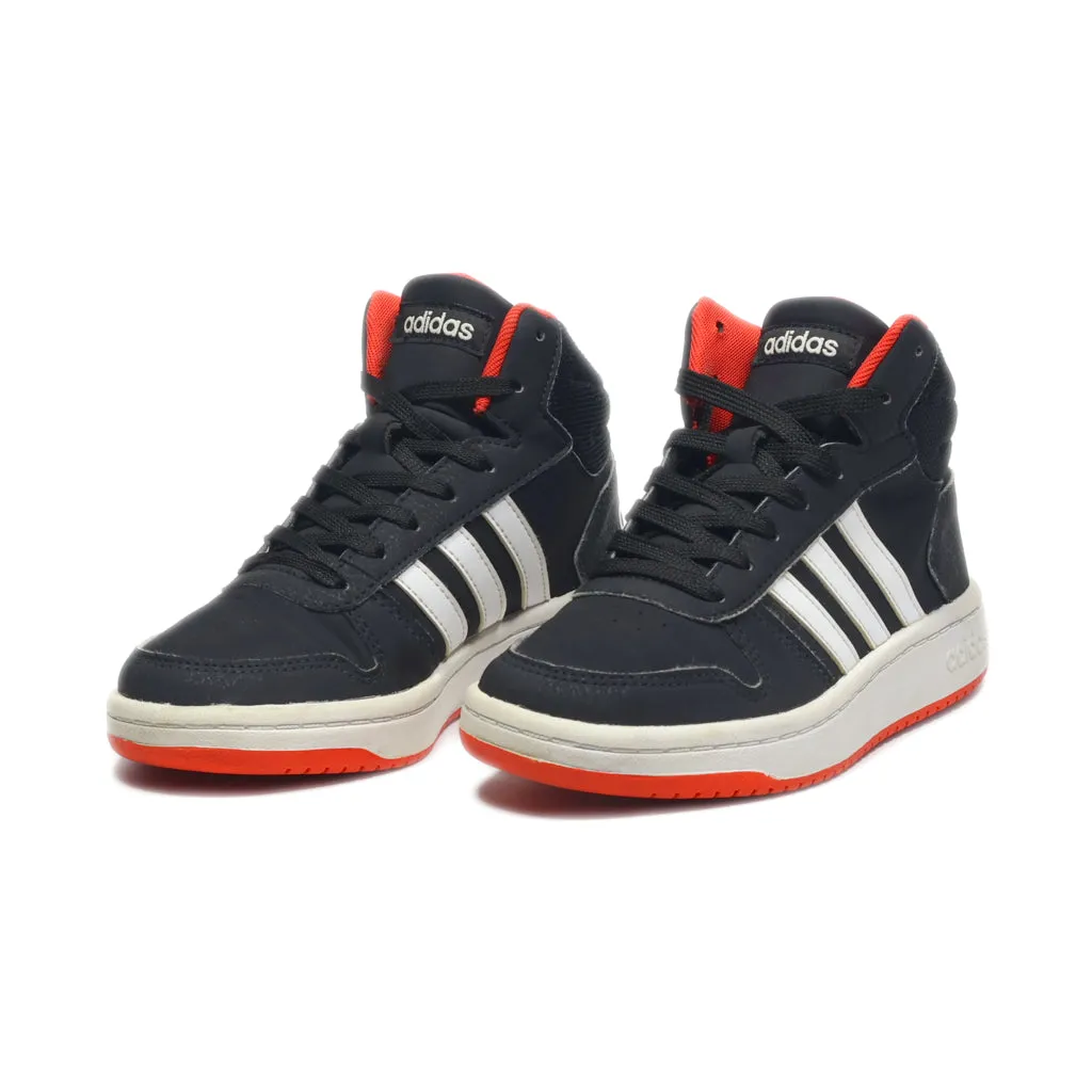 Adidas Hoops Mid Sneakers Leather Black Colour For Kids