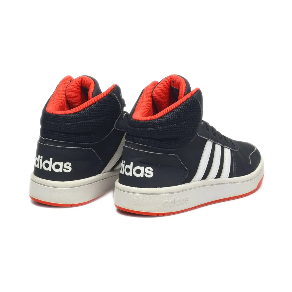 Adidas Hoops Mid Sneakers Leather Black Colour For Kids