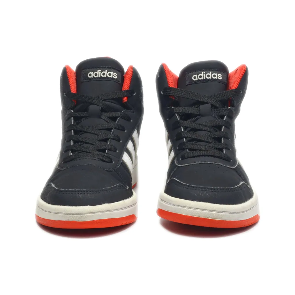 Adidas Hoops Mid Sneakers Leather Black Colour For Kids