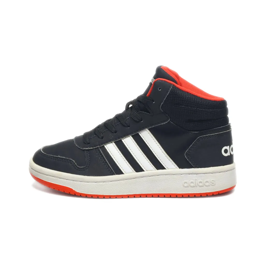 Adidas Hoops Mid Sneakers Leather Black Colour For Kids