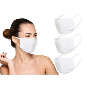 Amba7 Reusable Breathable Cloth Face Mask - Machine Washable, Non-Surgical Double Layer Anti-Dust Protection, Unisex - For Home, Office, Travel, Camping or Cycling (White 3-Pack) In Stock