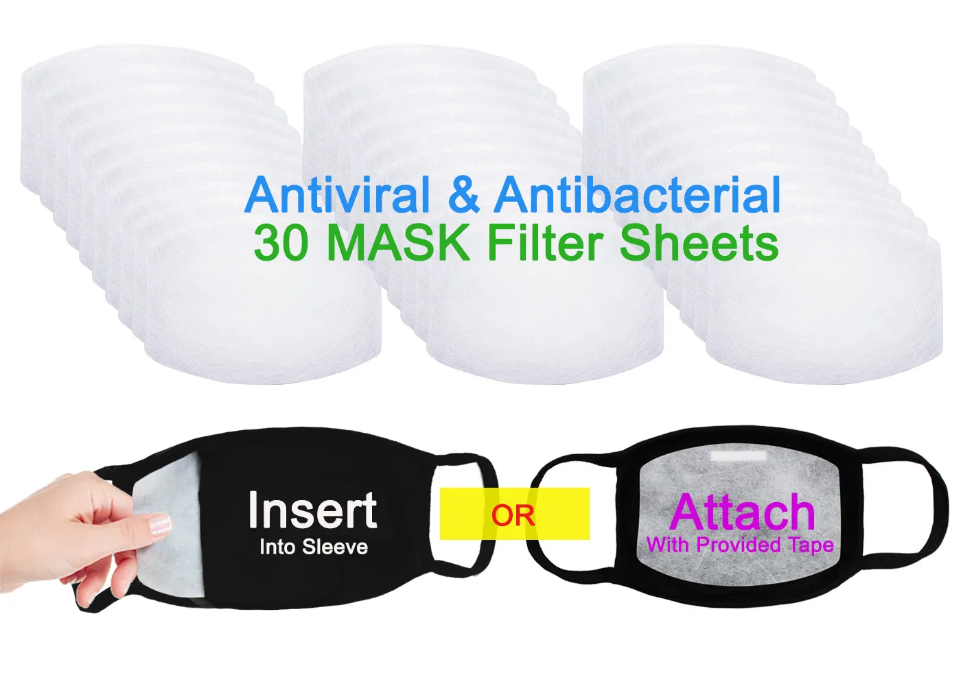 Amba7 Washable Reusable Anti-dust Cotton Cloth Face Mask Double Layer Covering 5 Pack With Filters (30 PCS) - in Stock USA Seller