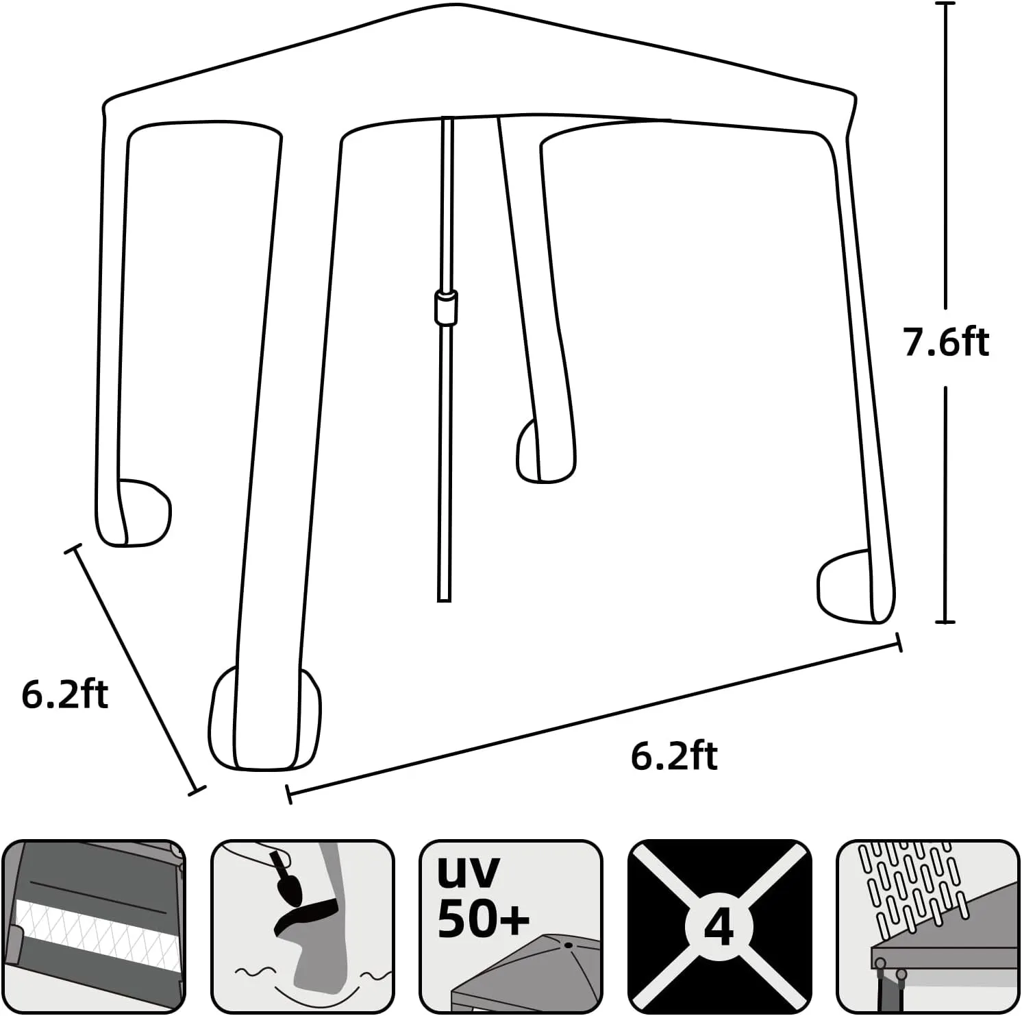 Beach Cabana, 6.2'×6.2' Beach Canopy, Easy Set up and Take Down, Cool Cabana Beach Tent with Sand Pockets, Instant Sun Shelter with Privacy Sunwall, Blue Paint