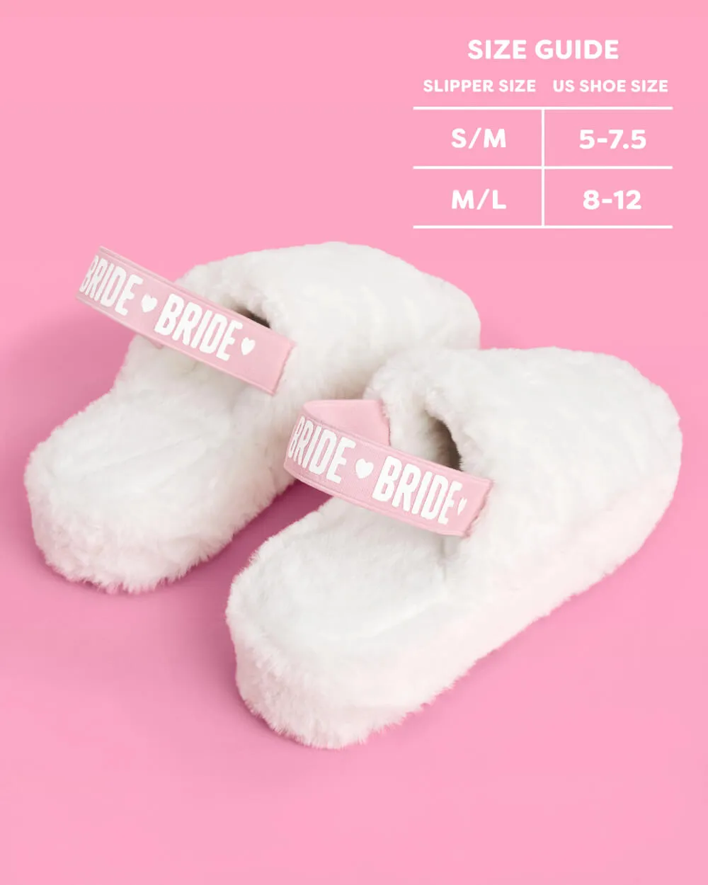 Bride 2 Be Slippers - white fur slippers