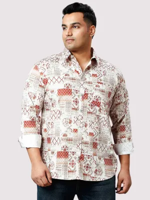 Burnt Umber Digital Printed Full Sleeve Shirt Men's Plus Size