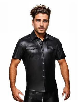 Chris Mens Leather Buttoned Up Shirt