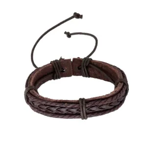 Classy Men Brown Thick Leather Bracelet