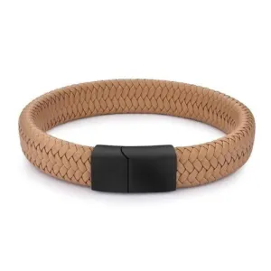 Classy Men Khaki Braided Leather Bracelet