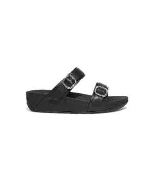 FitFlop Lulu Adjustable Leather Slides Black