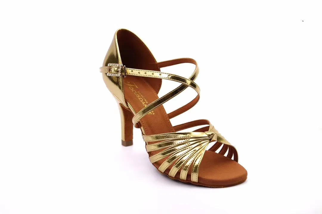 Focus.L001FE FOCUS GOLD LEATHER LATIN DANCE SHOES