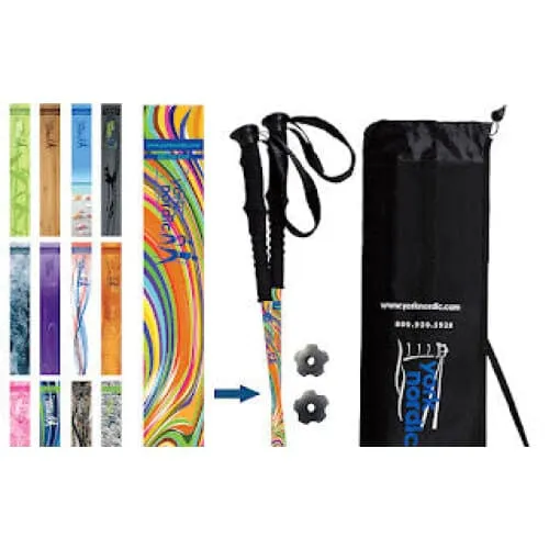 Groovy Hiking & Walking Poles w-flip locks, detachable feet and travel bag - pair - For Heights up to 6’2”