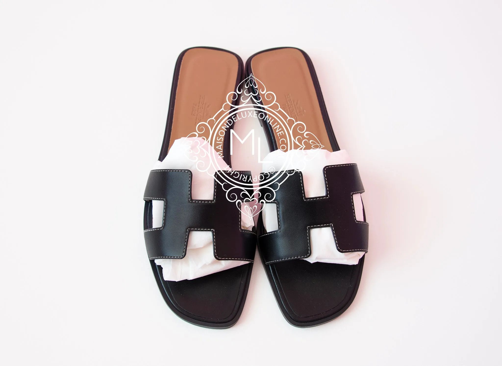 Hermes Womens Black Oran Sandal Slipper 38 Shoes