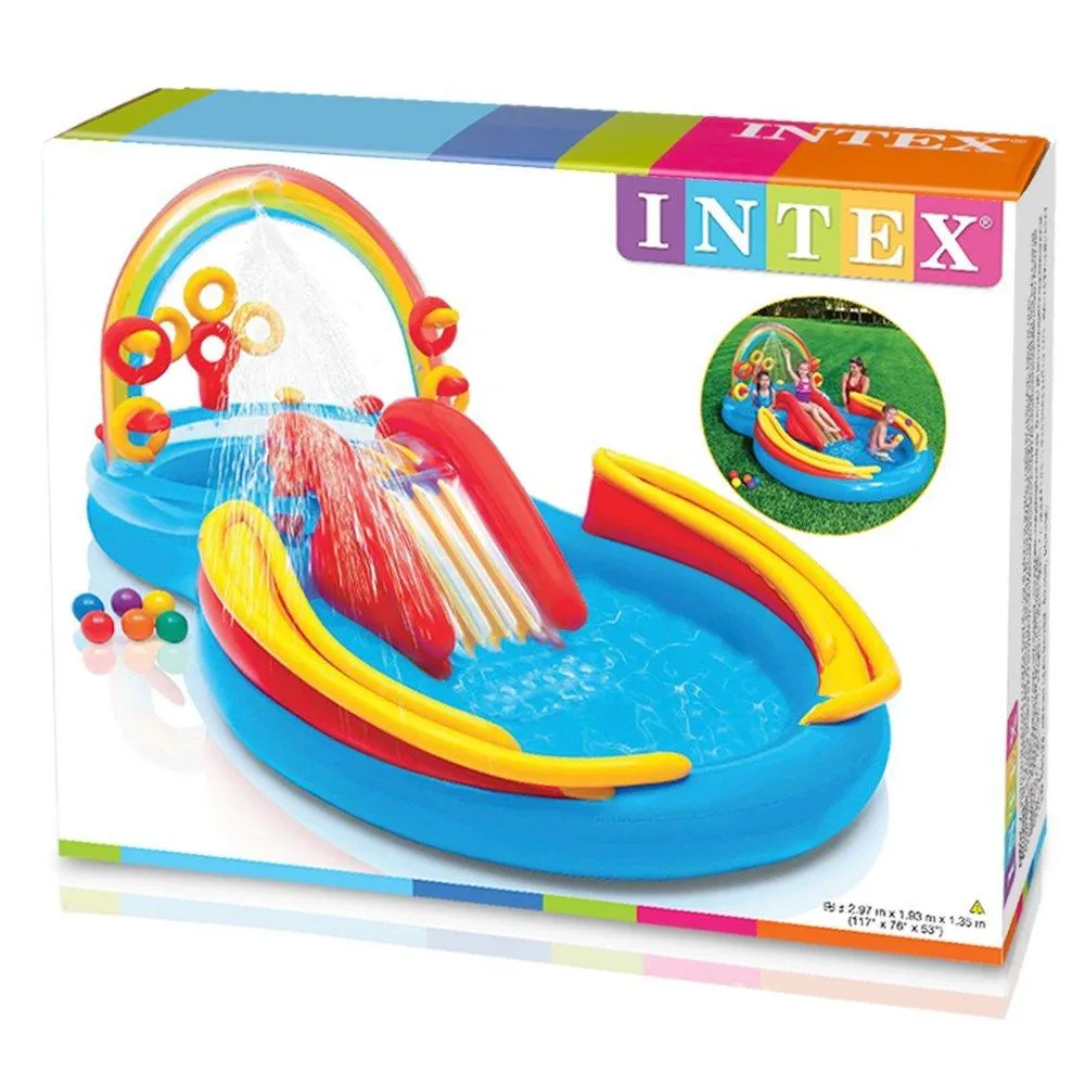 Intex Rainbow Ring Inflatable Play Center, 117&quot; X 76&quot; X 53&quot;, for Ages 2 