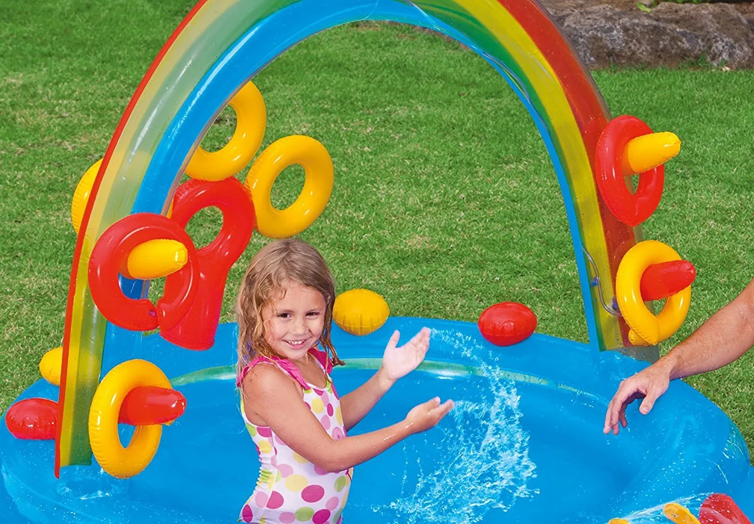 Intex Rainbow Ring Inflatable Play Center, 117&quot; X 76&quot; X 53&quot;, for Ages 2 