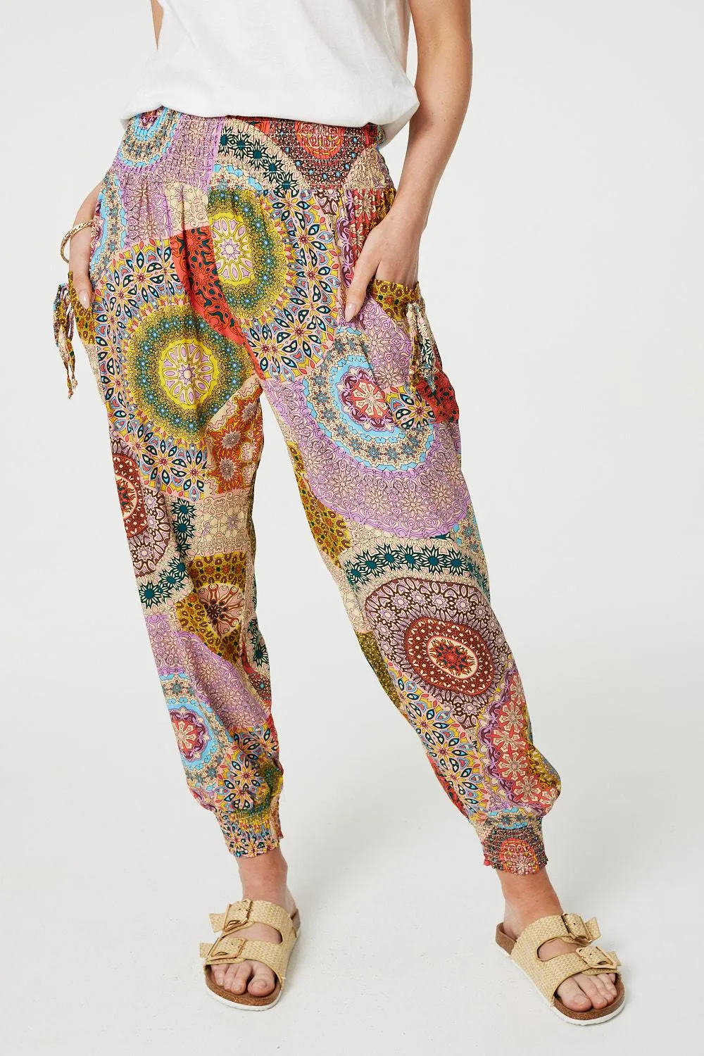 Kaleidoscope Print High Rise Harem Pants