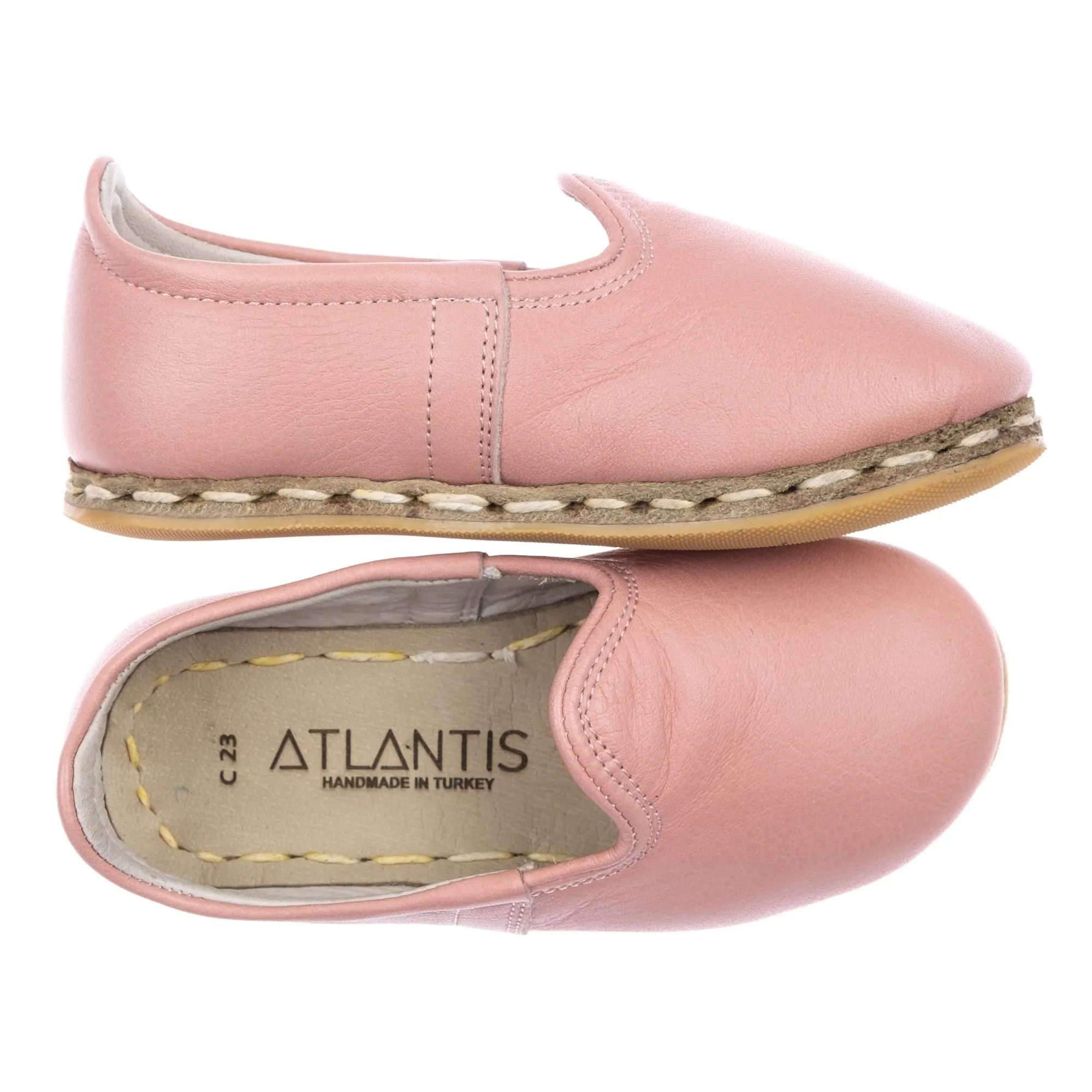 Kids Powder Pink Leather Shoes