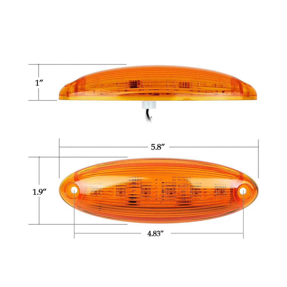 Partsam 5pcs Waterproof Amber Lens Yellow 6 LED Top Cab Marker Roof Running Lights Lamps Replacement for Freightliner Cascadia Heavy Duty Truck