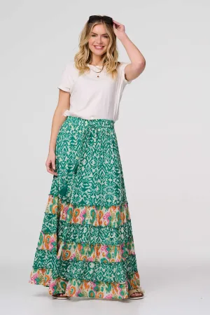 Patchwork High Waist Maxi Skirt