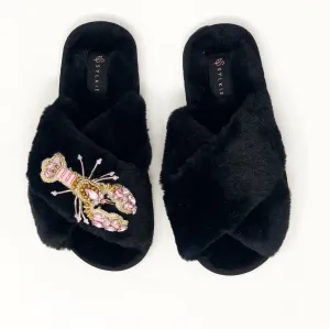 Pink Lobster Cross Slipper Black