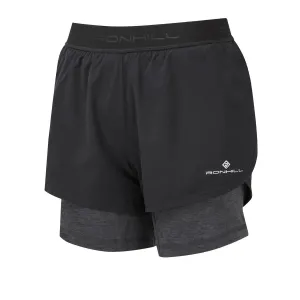 Ronhill Tech Twin Short Womens | Black/charcoal Marl