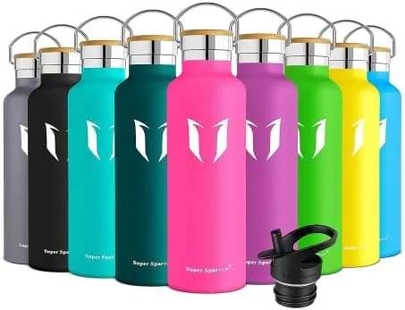 Water Bottle with Straw - 17 oz/25 oz/32 oz - Reusable Insulated Leak Proof  BPA-Free Stainless Steel Water Bottles